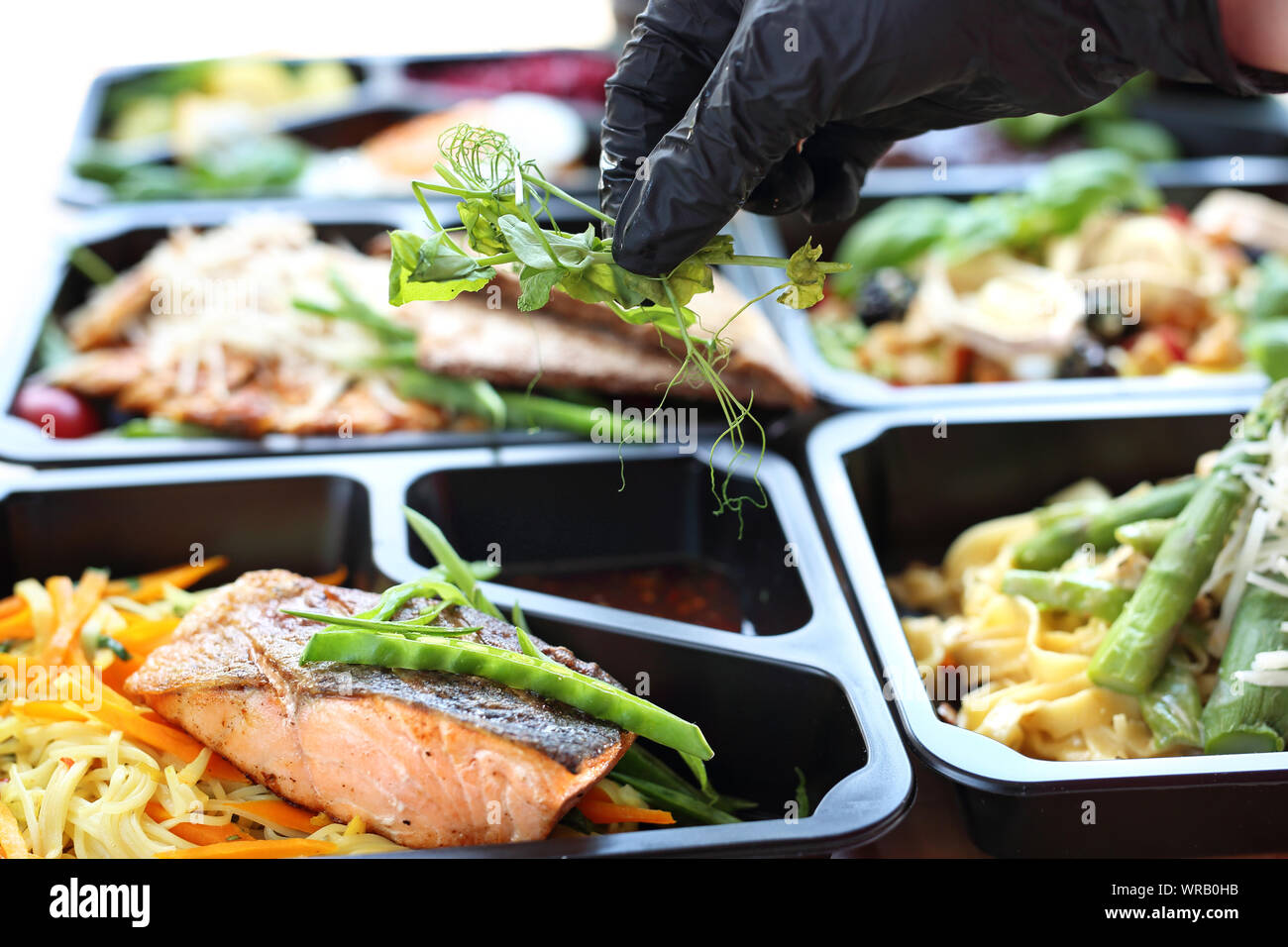 Meal prep. Appetizing lunch boxes. A balanced healthy diet Stock Photo