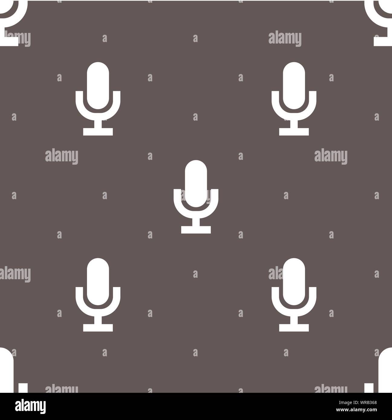 microphone icon sign. Seamless pattern on a gray background. Vector Stock Vector