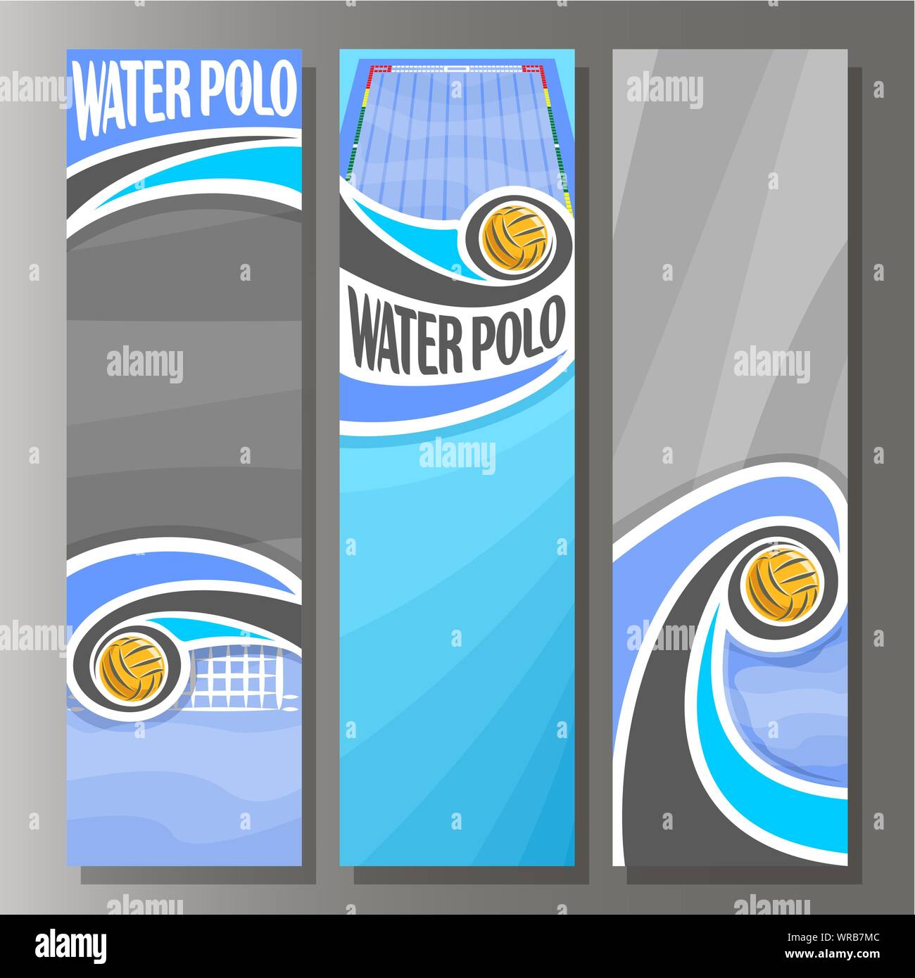 Vector vertical banners for Water Polo 3 templates for text on water