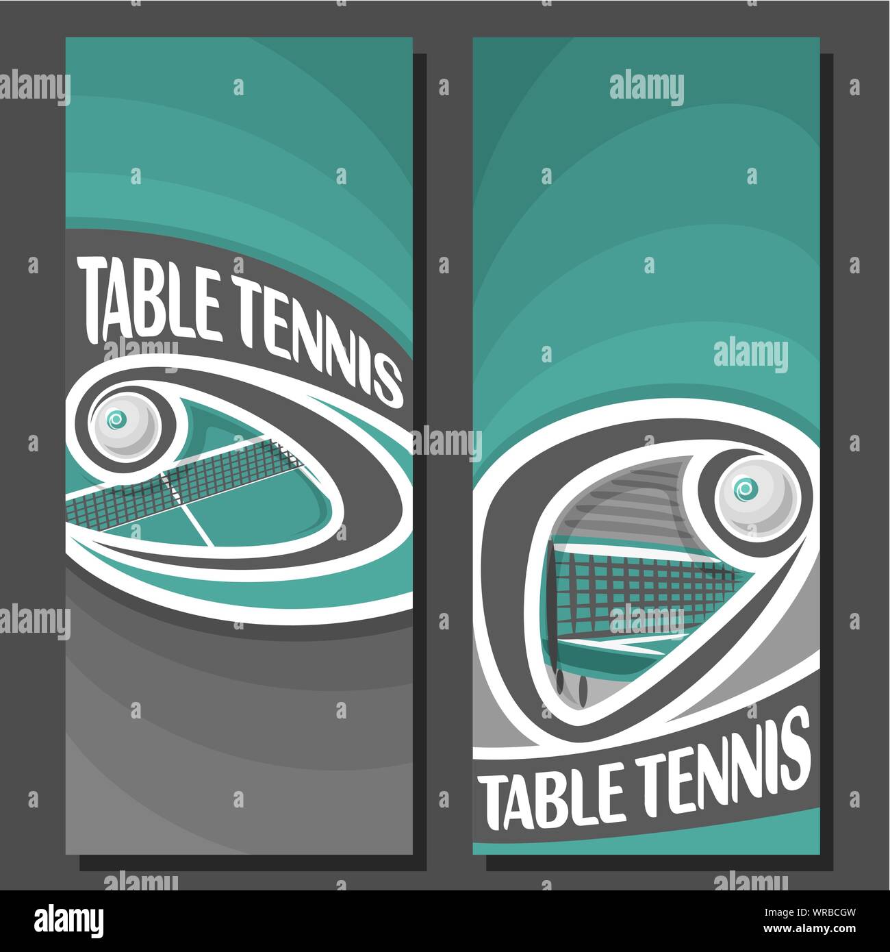 Vector vertical banners for Table Tennis 2 layouts for text on table