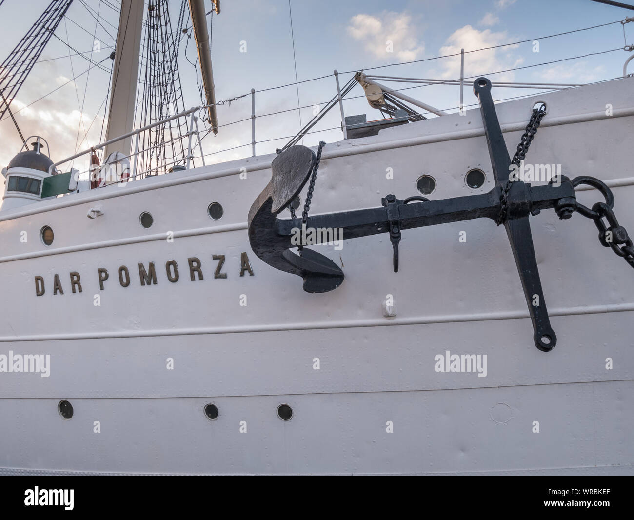 Anchor, Dar Pomorza (Gift of Pomerania) tall ship, Gdynia, Poland Stock Photo