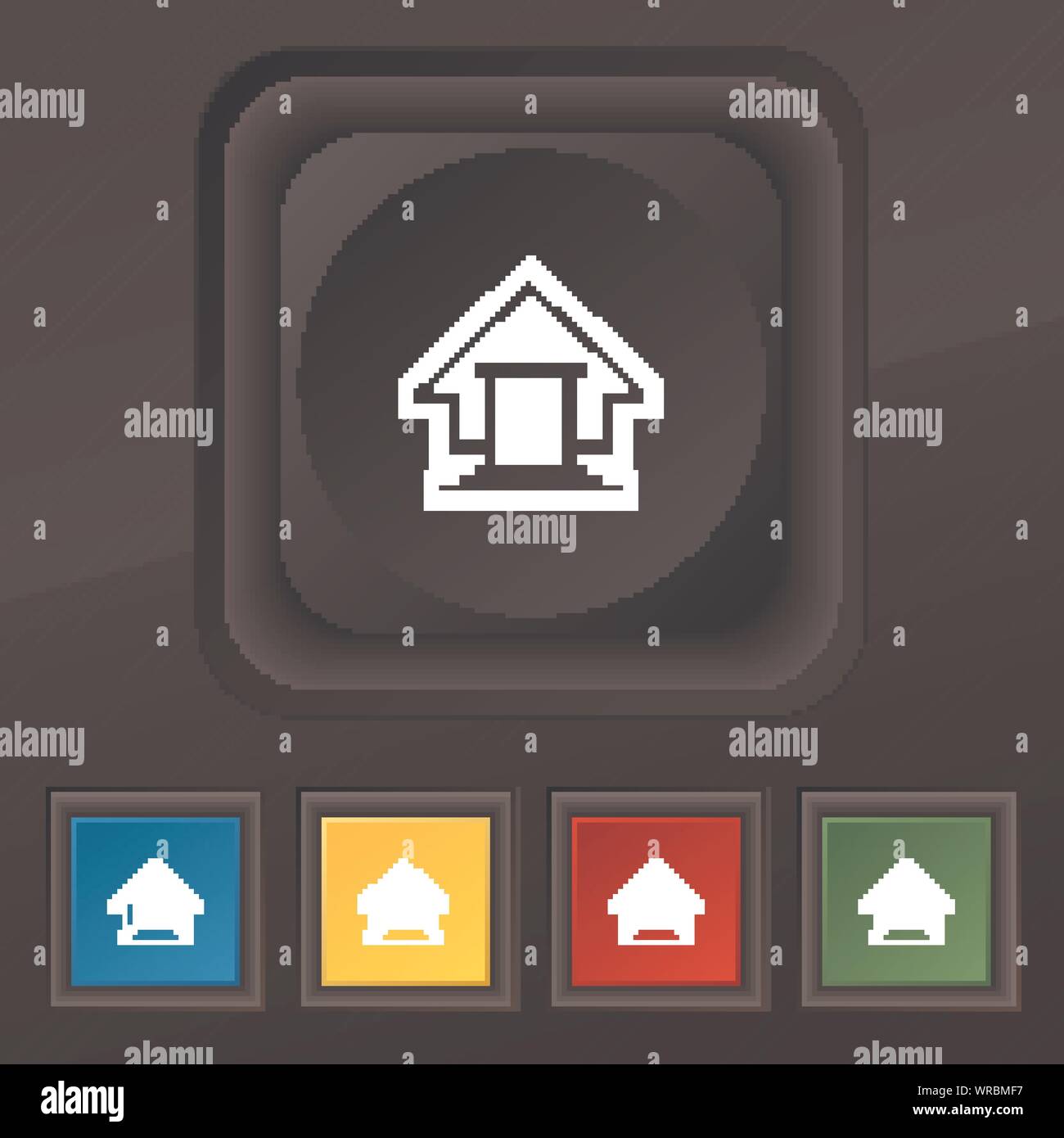 House icon symbol. Set of five colorful, stylish buttons on black ...