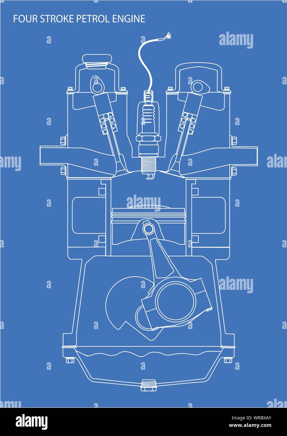 Car engine blueprint vector hires stock photography and images Alamy