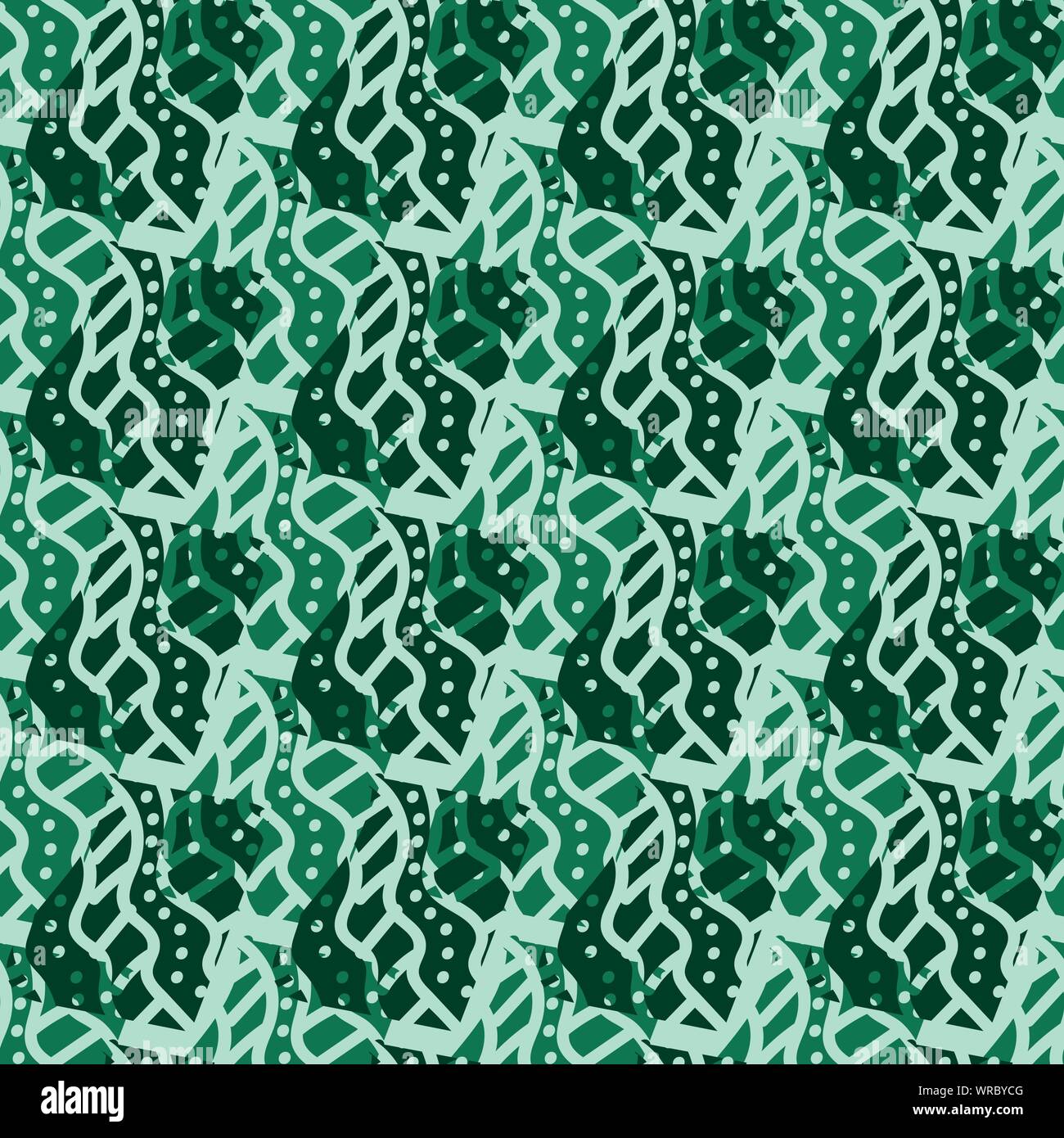 seamless vector pattern with green colored shapes Stock Vector