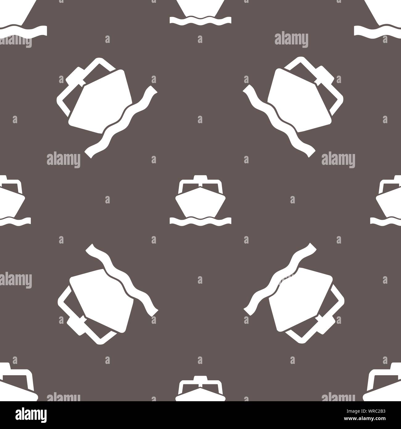 the boat icon sign. Seamless pattern on a gray background. Vector Stock Vector