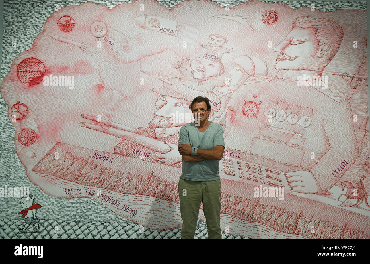 Prague Czech Republic 09th Sep 19 Czech Writer Illustrator And Graphic Artist Petr Sis Gives An Interview To Czech News Agency Ctk In Prague Czech Republic On September 9 19 While Finishing