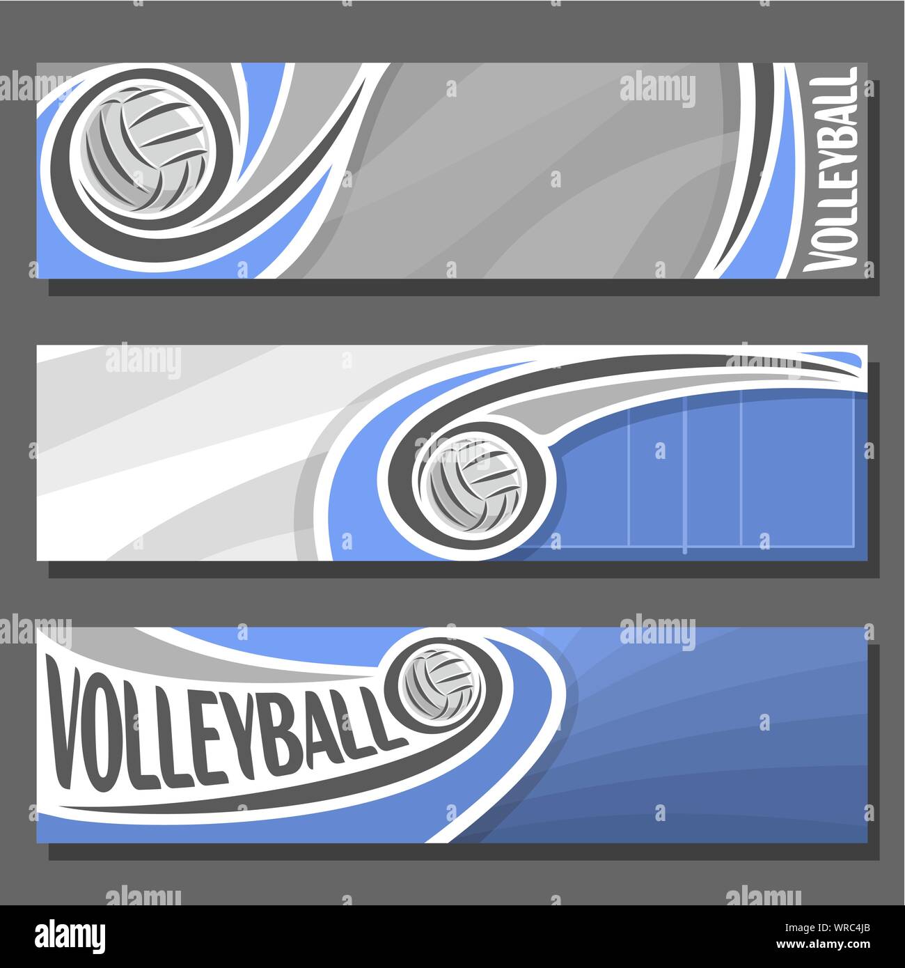 Vector Set Of Horizontal Banners For Volleyball 3 Cartoon Covers