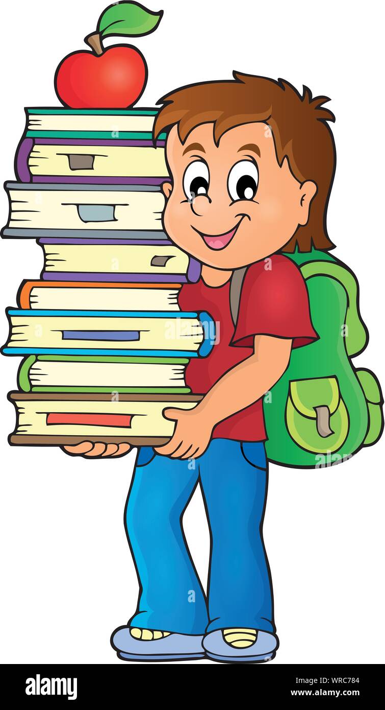 Boy holding books theme image 1 Stock Vector Image & Art Alamy