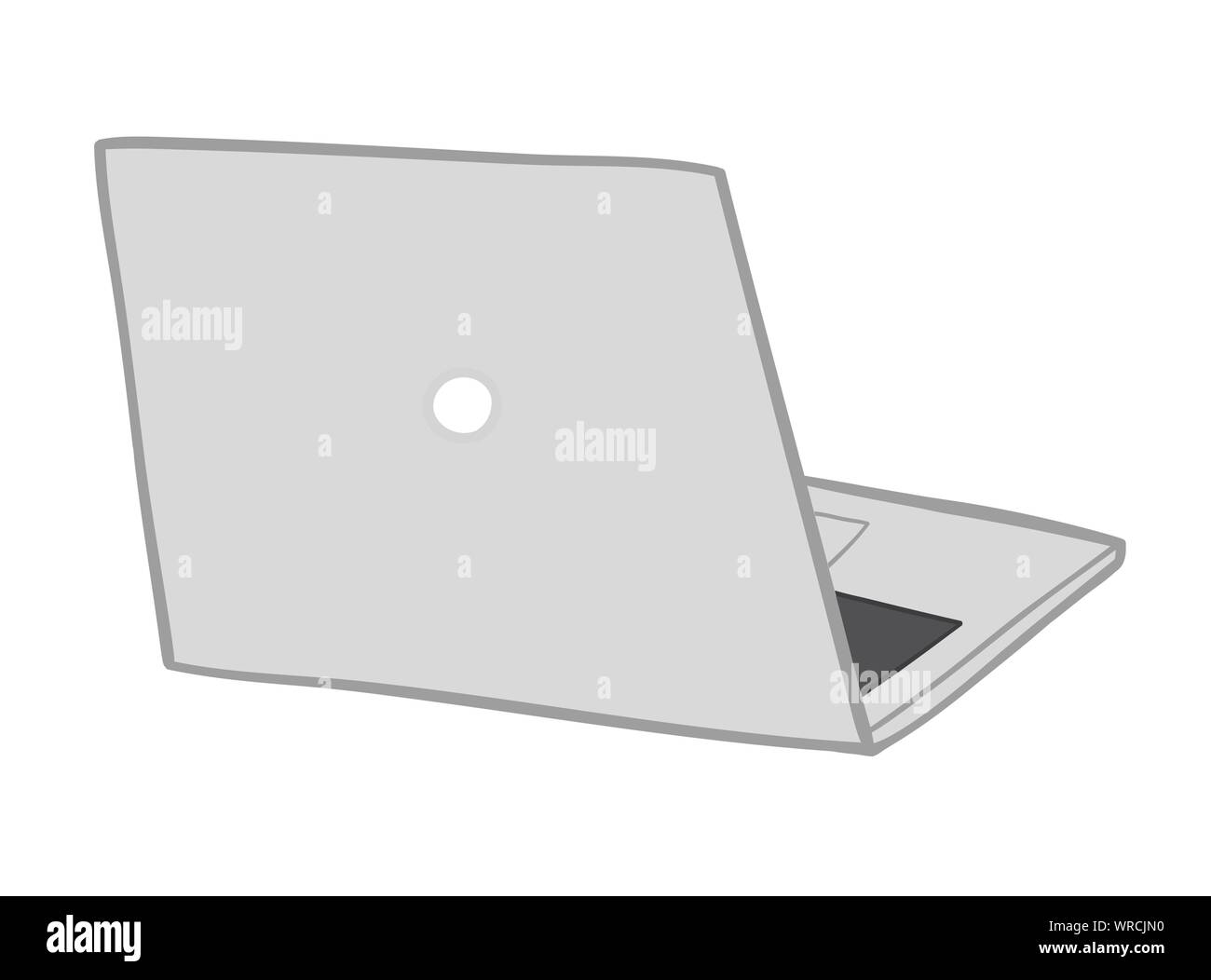 Vector illustration laptop computer. Hand drawn. Colored outlines. Stock Vector