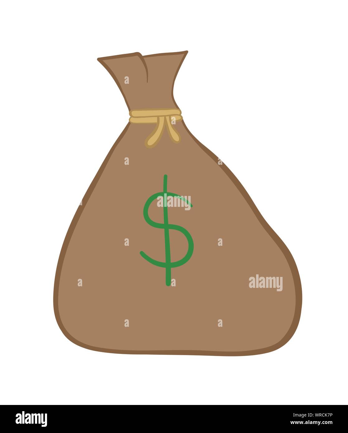 Vector illustration dollar sack. Hand drawn. Colored outlines Stock ...