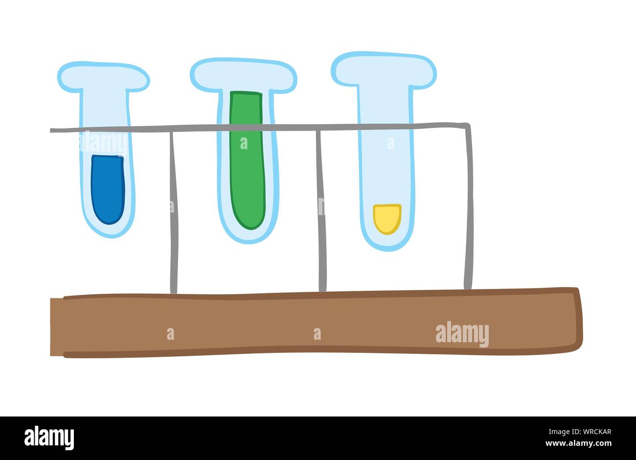 Vector illustration glass test tubes. Hand drawn. Colored outlines