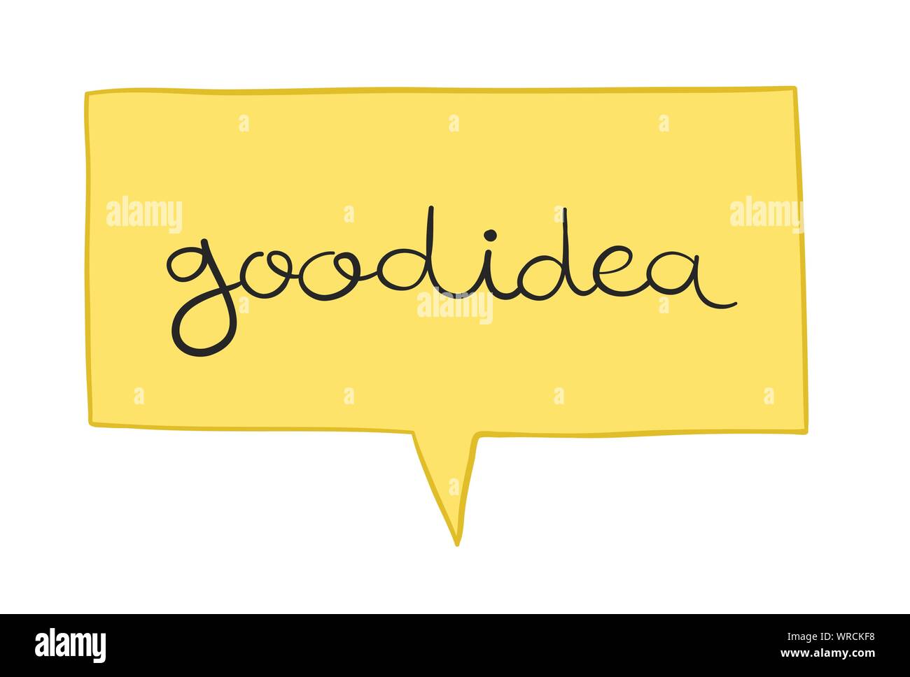 Vector illustration good idea in speech bubble. Hand drawn. Colored outlines. Stock Vector