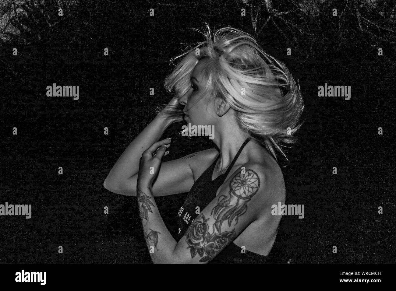 Women With Tattoos Black And White Stock Photos Images Alamy