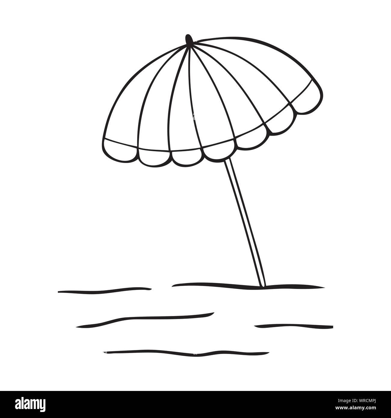 black and white beach umbrella with waves WRCMPJ