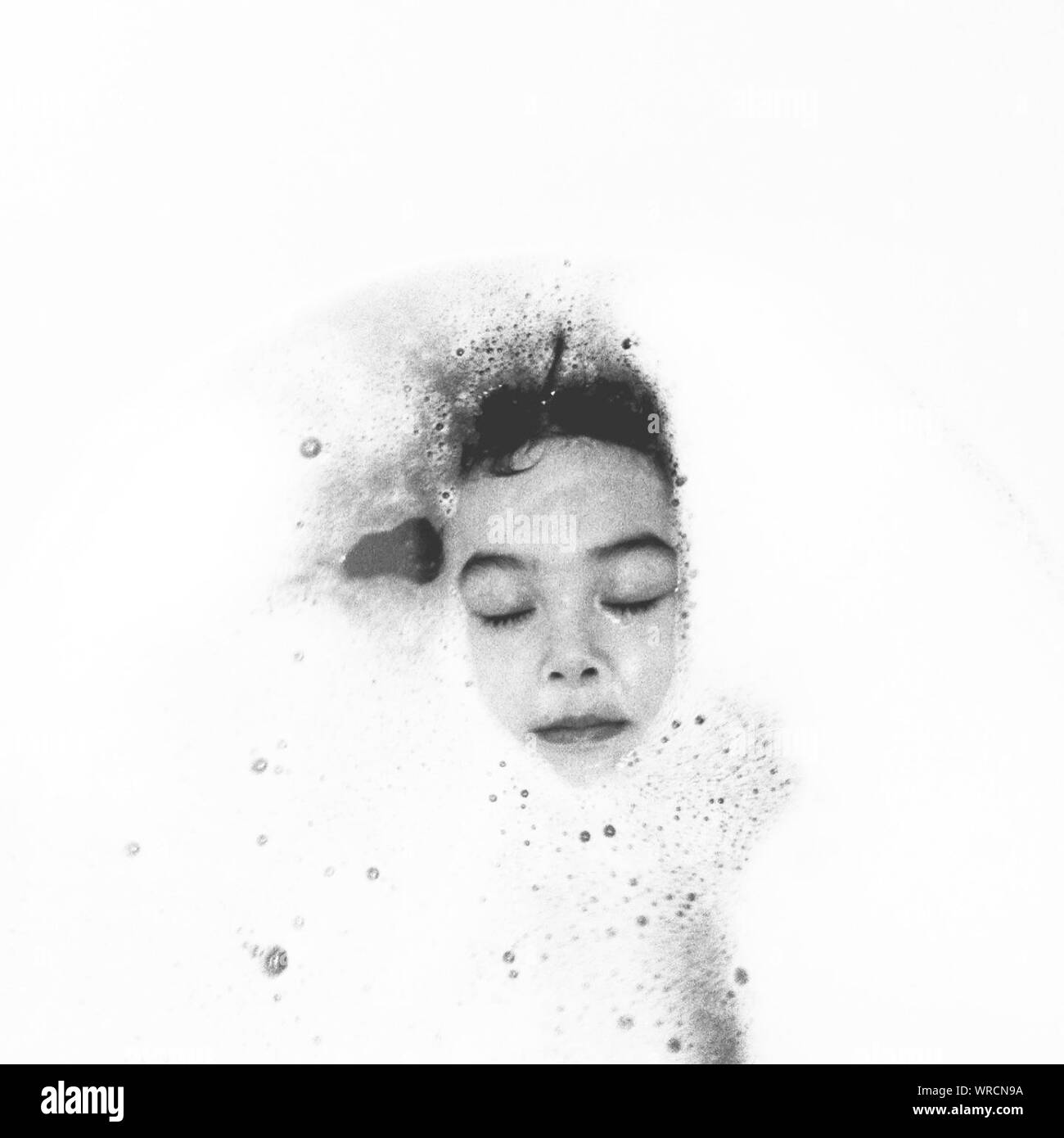 Young woman taking bath bubble Cut Out Stock Images & Pictures Alamy