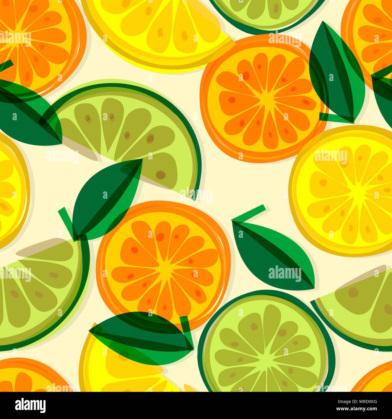 Vector bright background with lemon, grapefruit and orange slices. Seamless fresh pattern Stock Vector