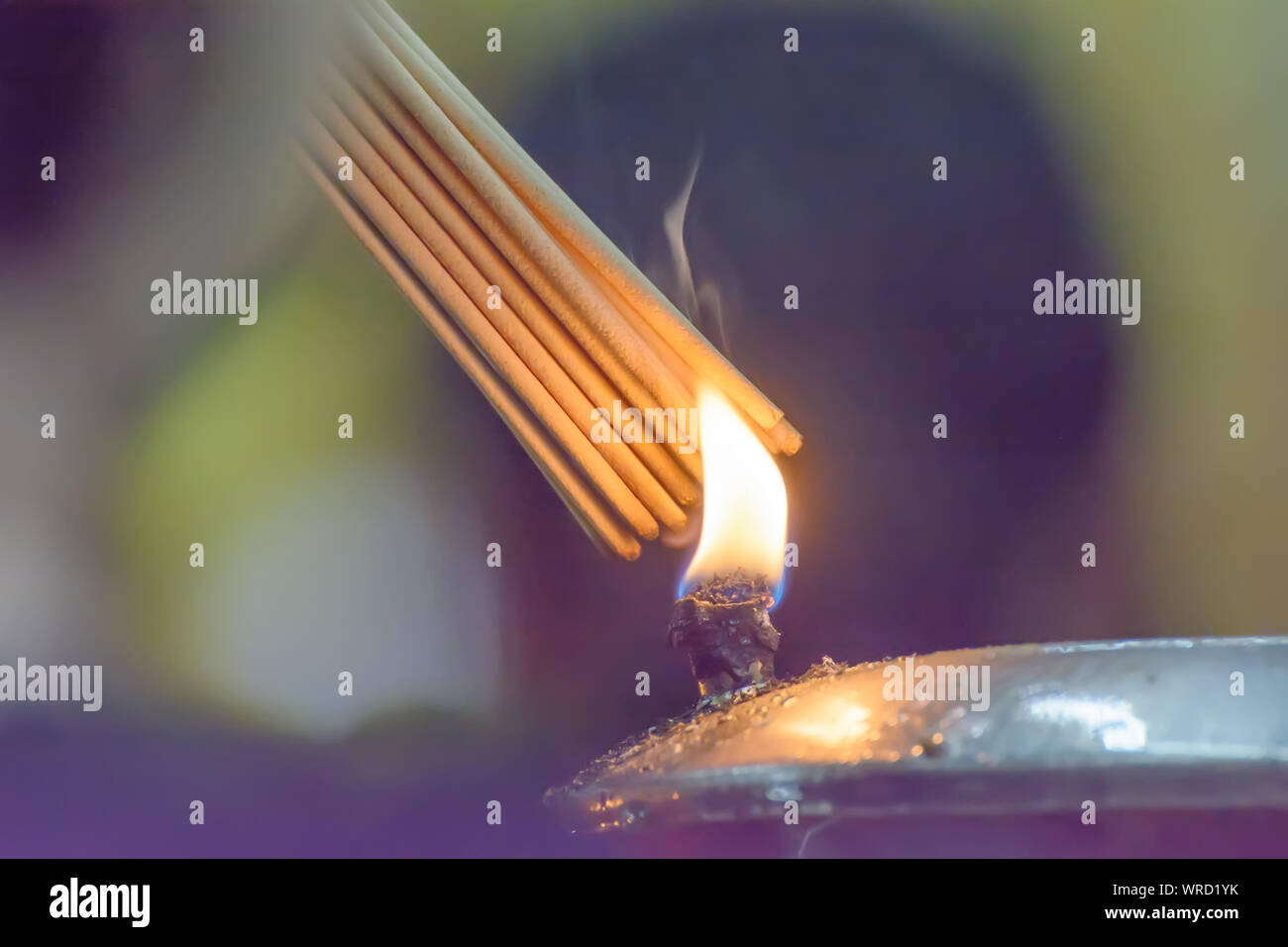 The incense of oil lamps. It's used in Buddhism Stock Photo Alamy