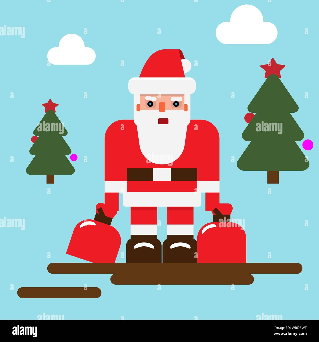 Santa Claus character with minimalistic style. Solid and flat color design. Vector illustration. Stock Vector