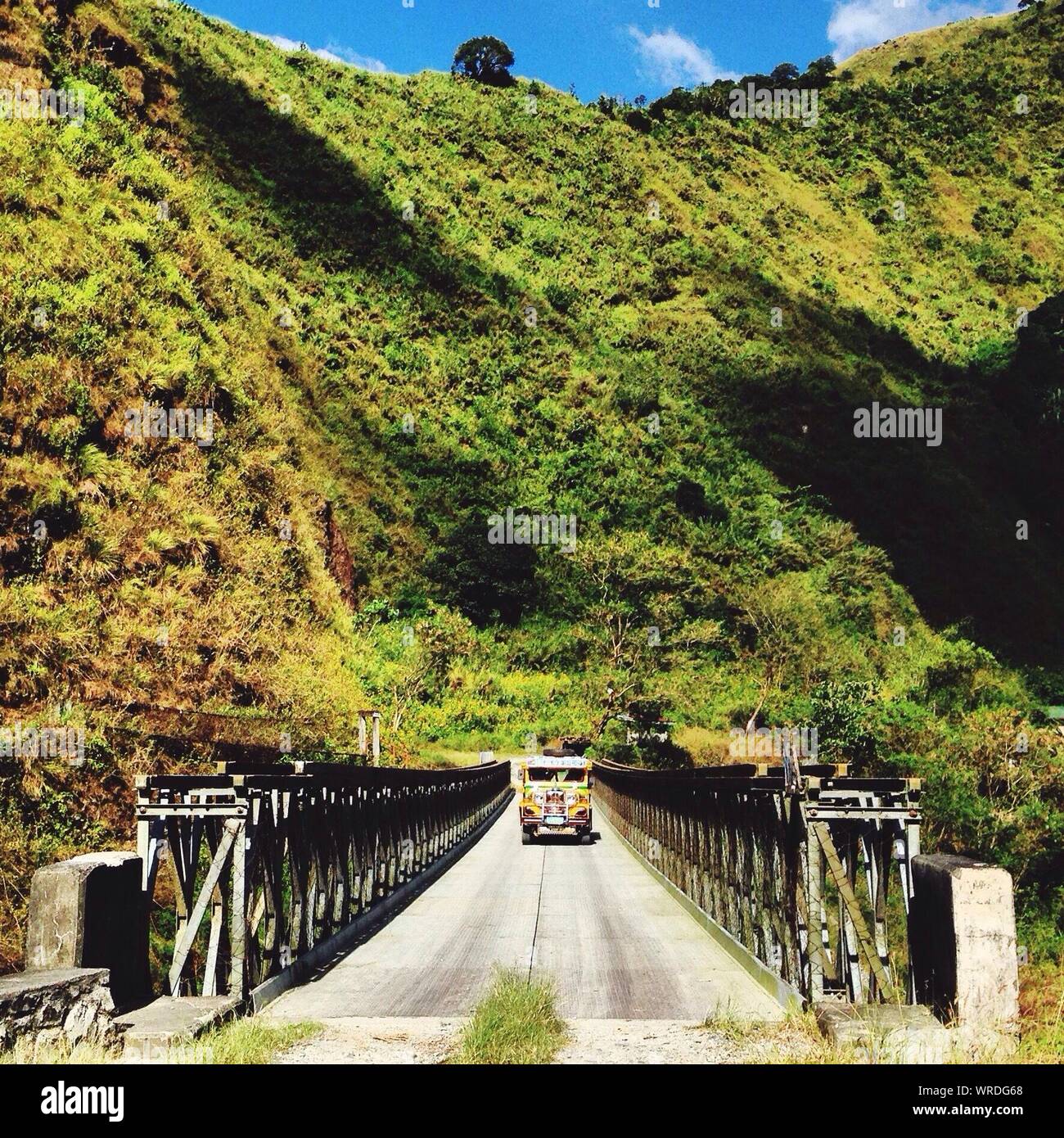 Car On Mountain Bridge Stock Photo Alamy
