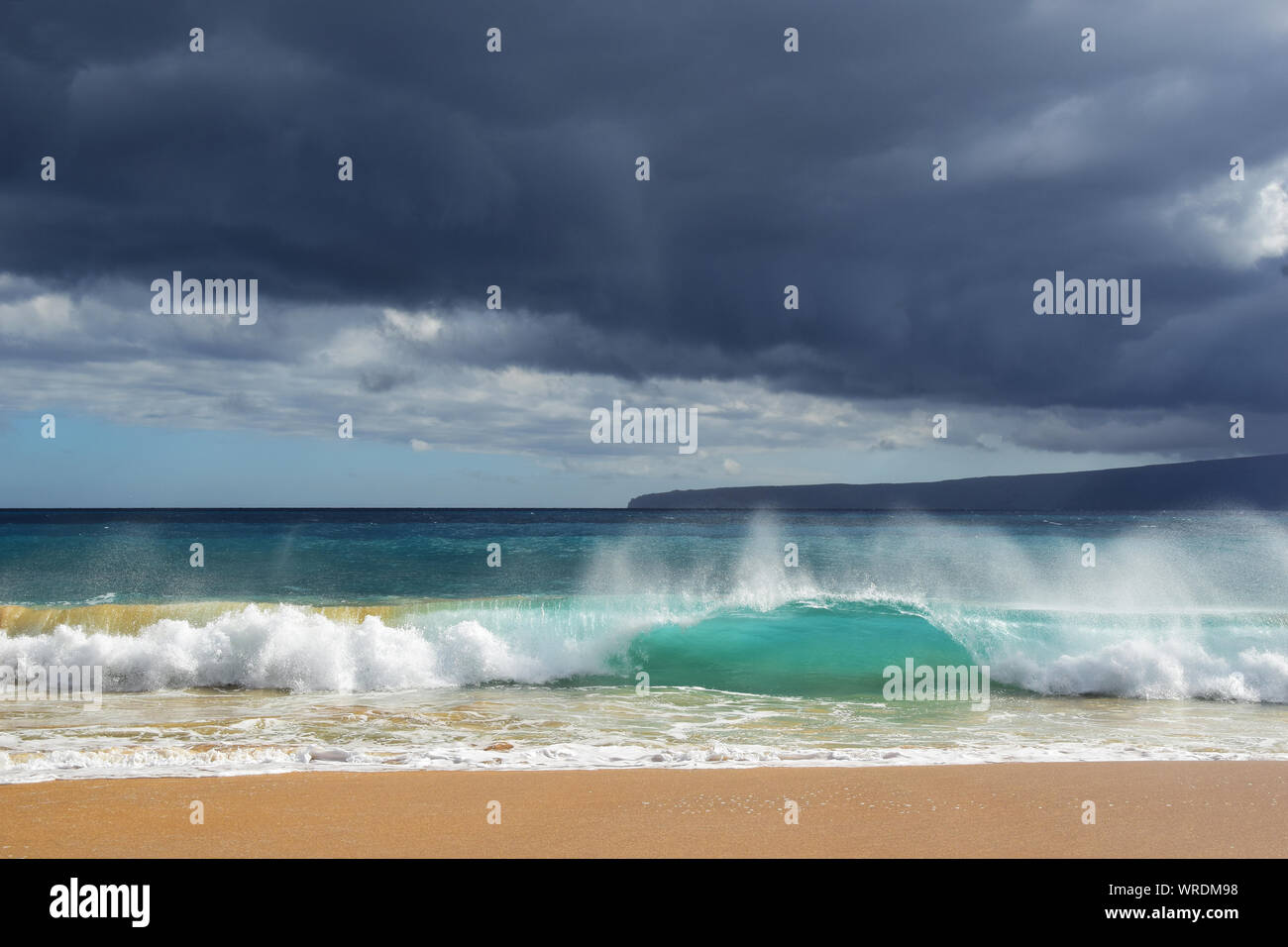 Stormy Skies over Makena on Maui Stock Photo