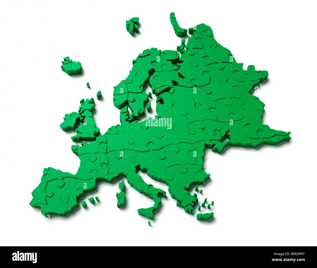 Continent of Europe as a green jigsaw puzzle Stock Photo