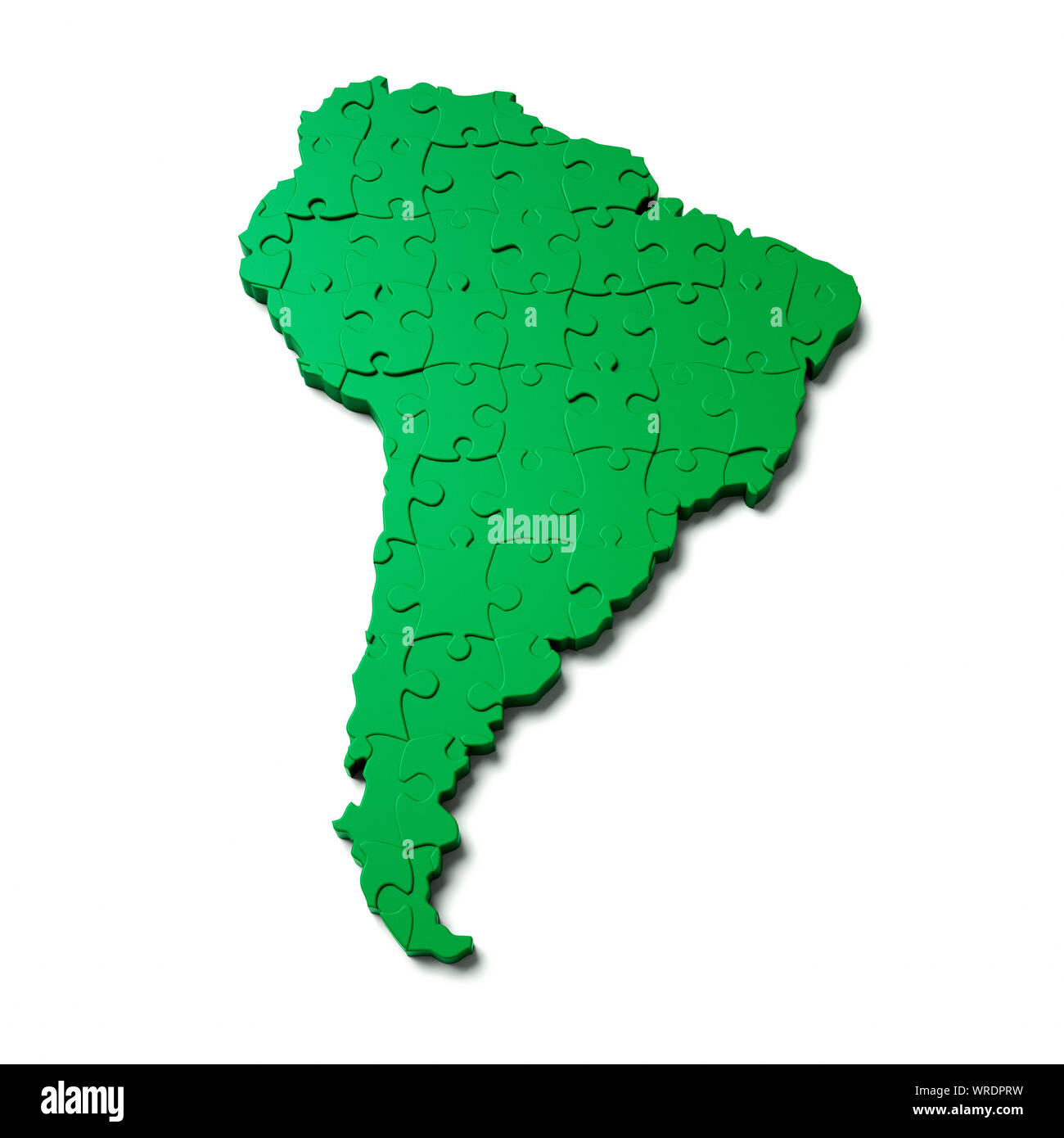 Continent of South America as a green jigsaw puzzle Stock Photo