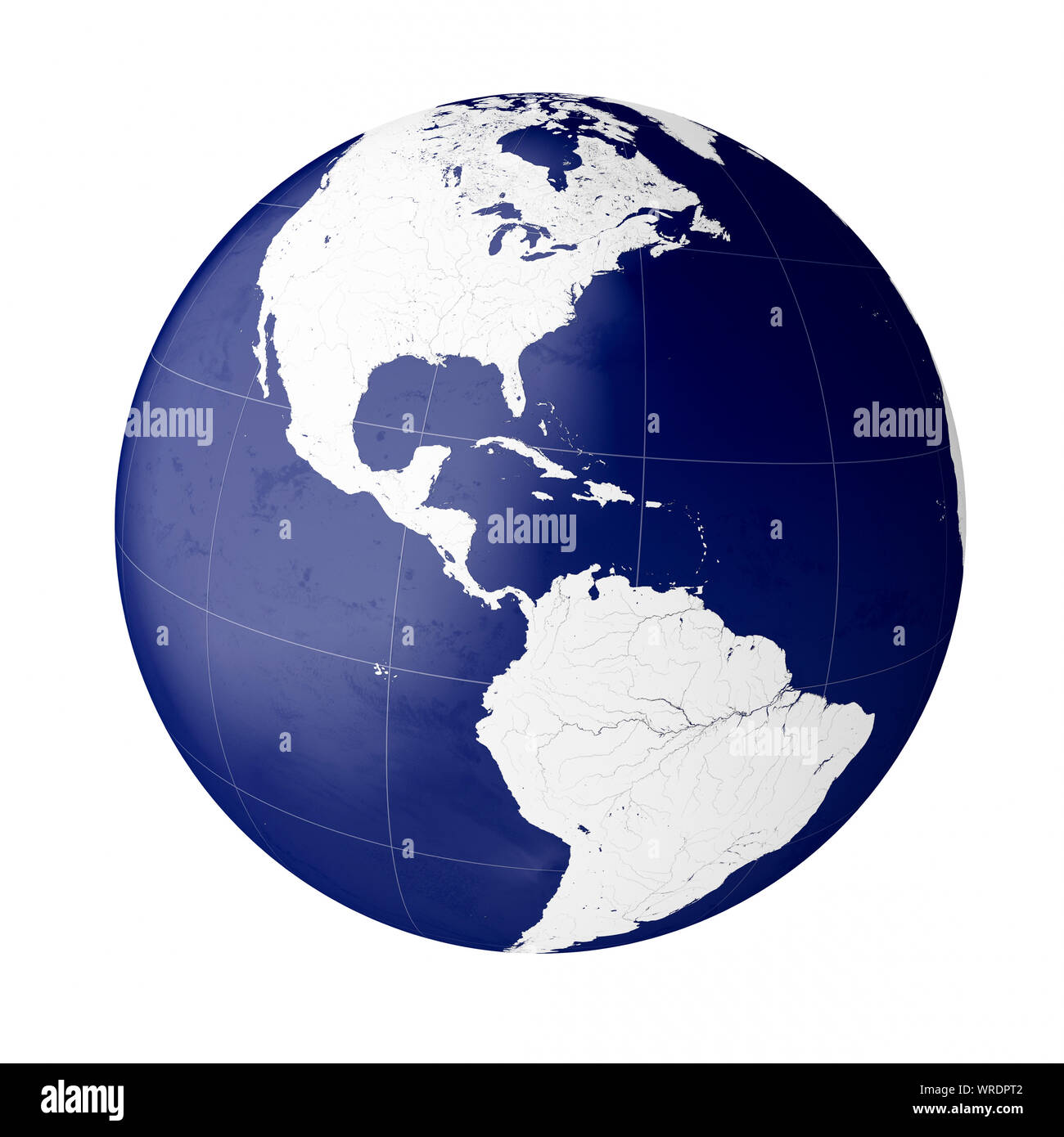 Globe showing the Americas (continents of North America and South America) on planet Earth Stock Photo