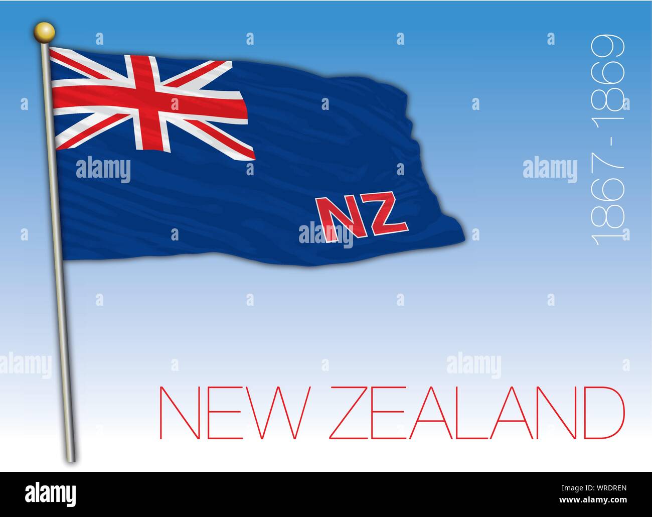 New Zealand historical flag, 1867-1869, vector illustration Stock Vector