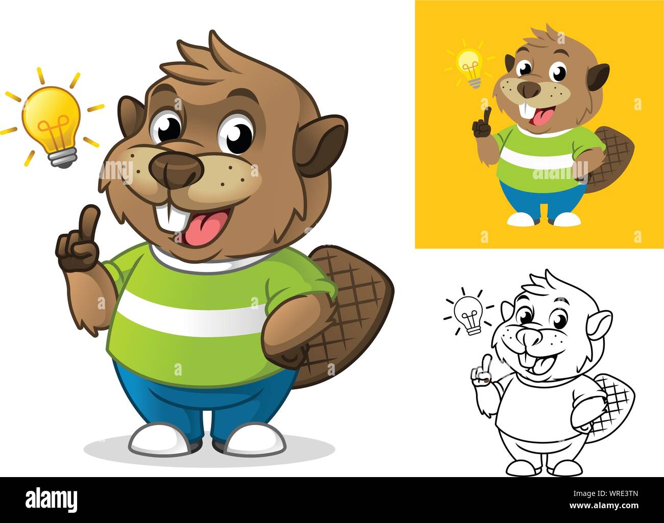 Beaver Get An Idea With Light Bulb Cartoon Character Mascot