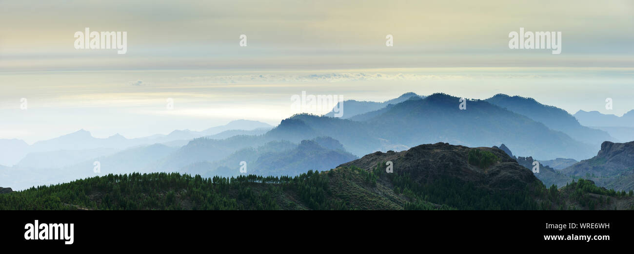 The central Gran Canaria mountains viewed from Pozo de las Nieves. Gran Canaria, Canary islands. Spain Stock Photo