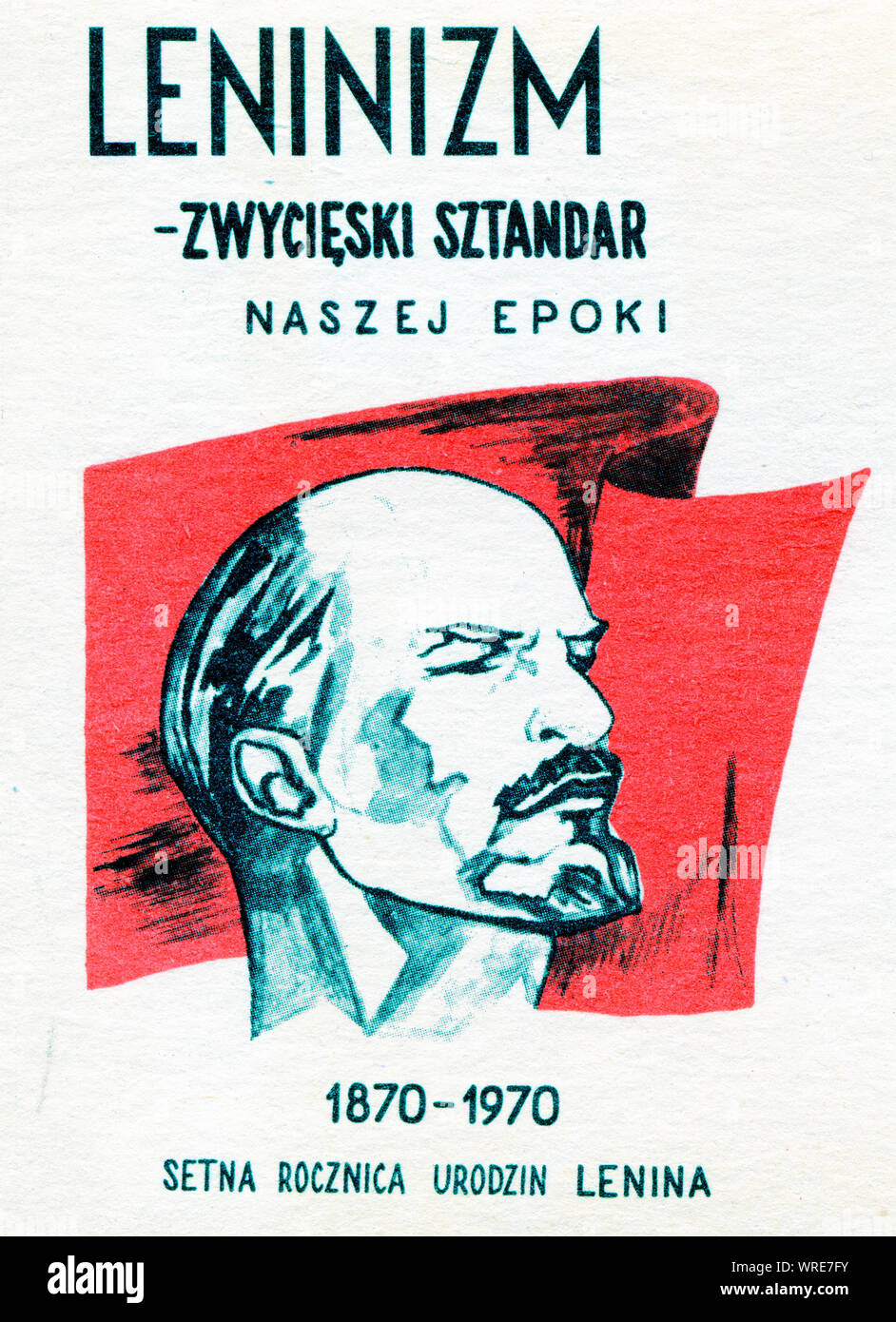 POLAND - CIRCA 1970: Lenin on Polish  vintage poster, circa 1970 Stock Photo