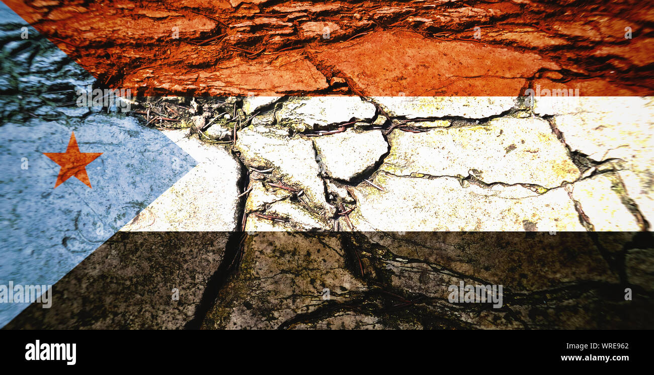 Flag of South Yemen, concrete background, dirty Stock Photo - Alamy