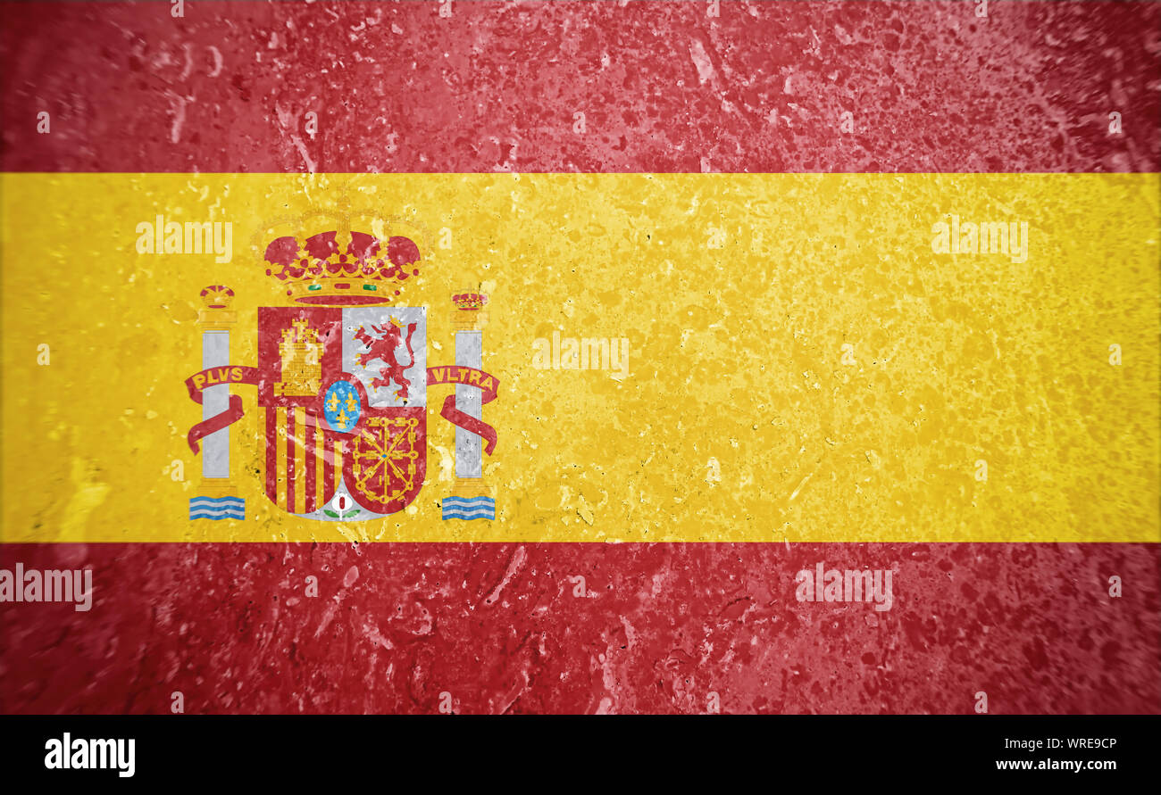 Flag of Spain, concrete background. Stock Photo