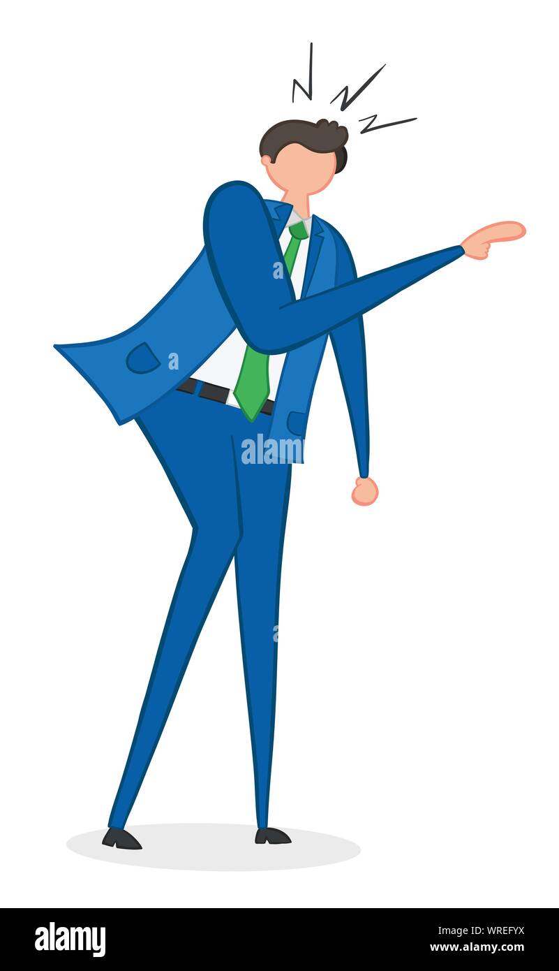 Vector illustration angry businessman. Hand drawn. Colored outlines ...
