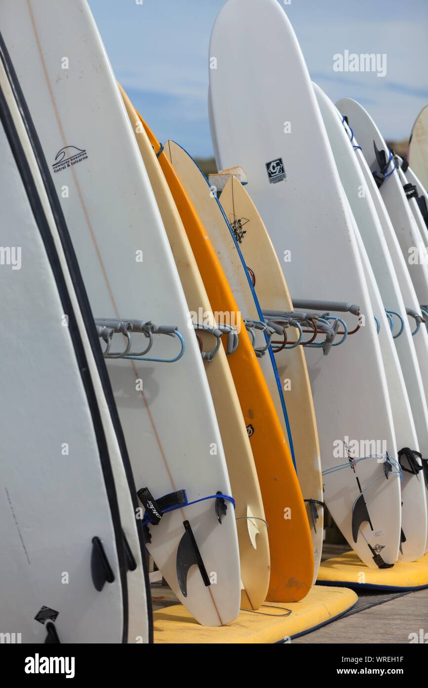 A row of surfboards in Newquay, Cornwall, Uk Stock Photo Alamy