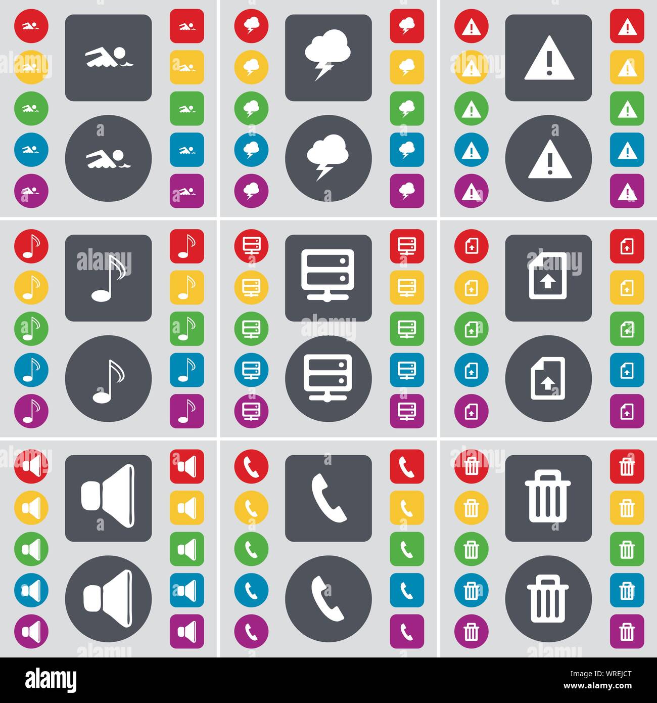 Swimmer, Lightning, Warning, Note, Server, Upload file, Sound, Receiver ...