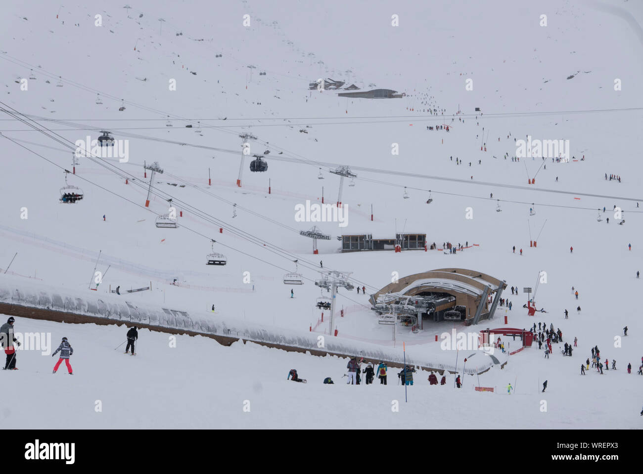 A white out at Val Thoren ski resort in France Stock Photo