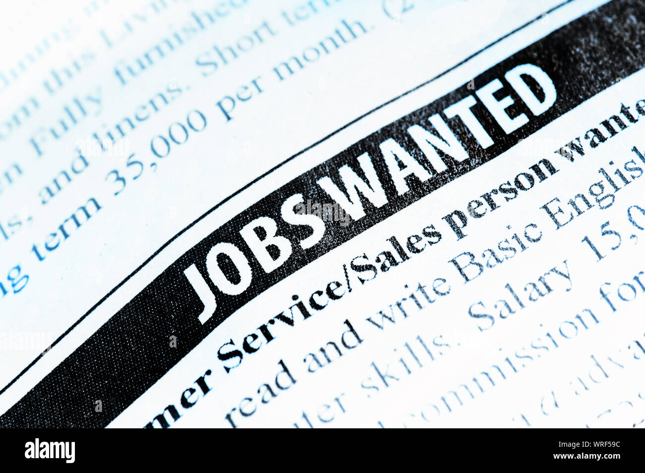 Jobs Wanted newspaper classified ad Stock Photo