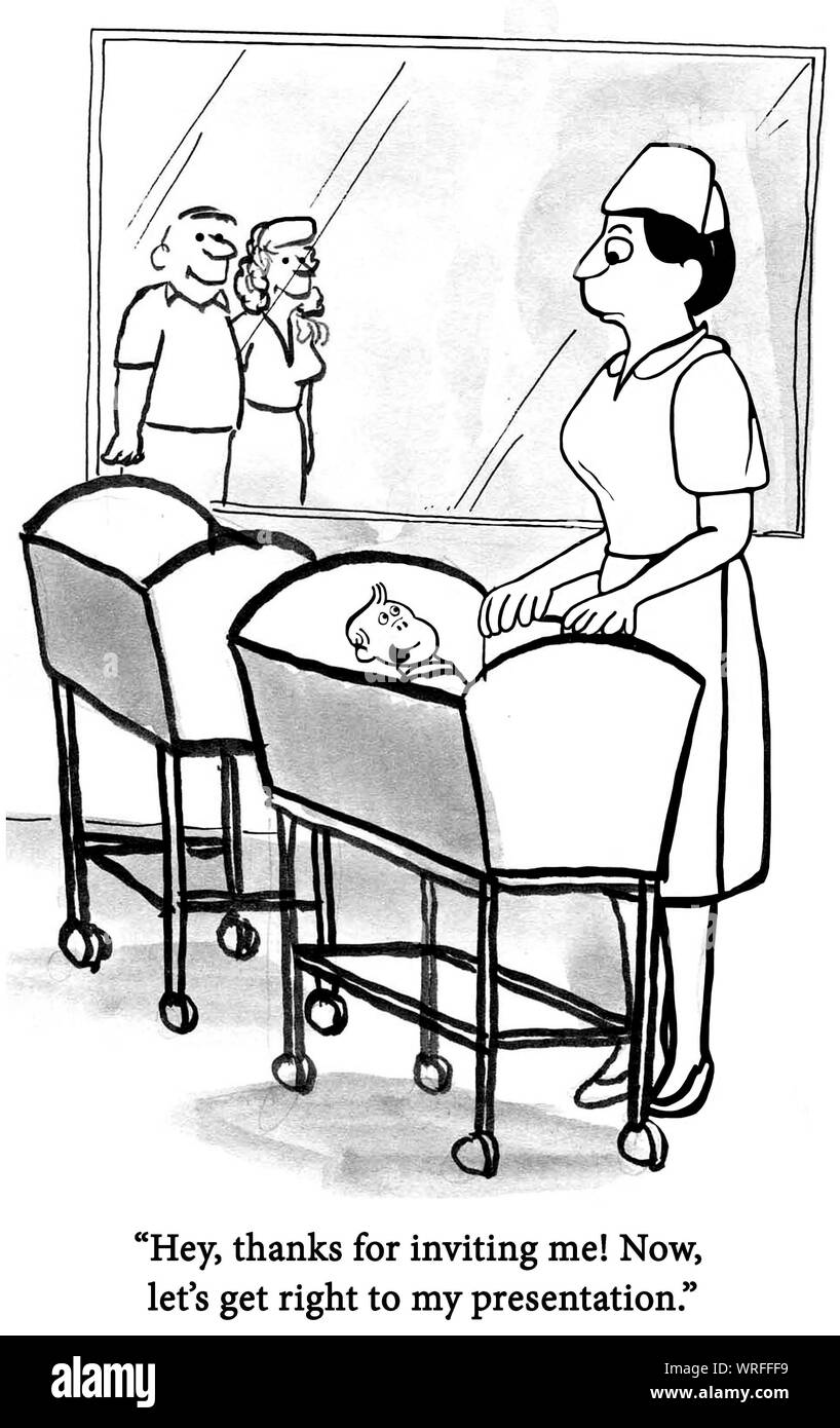 Baby giving presentation in maternity ward. Stock Photo