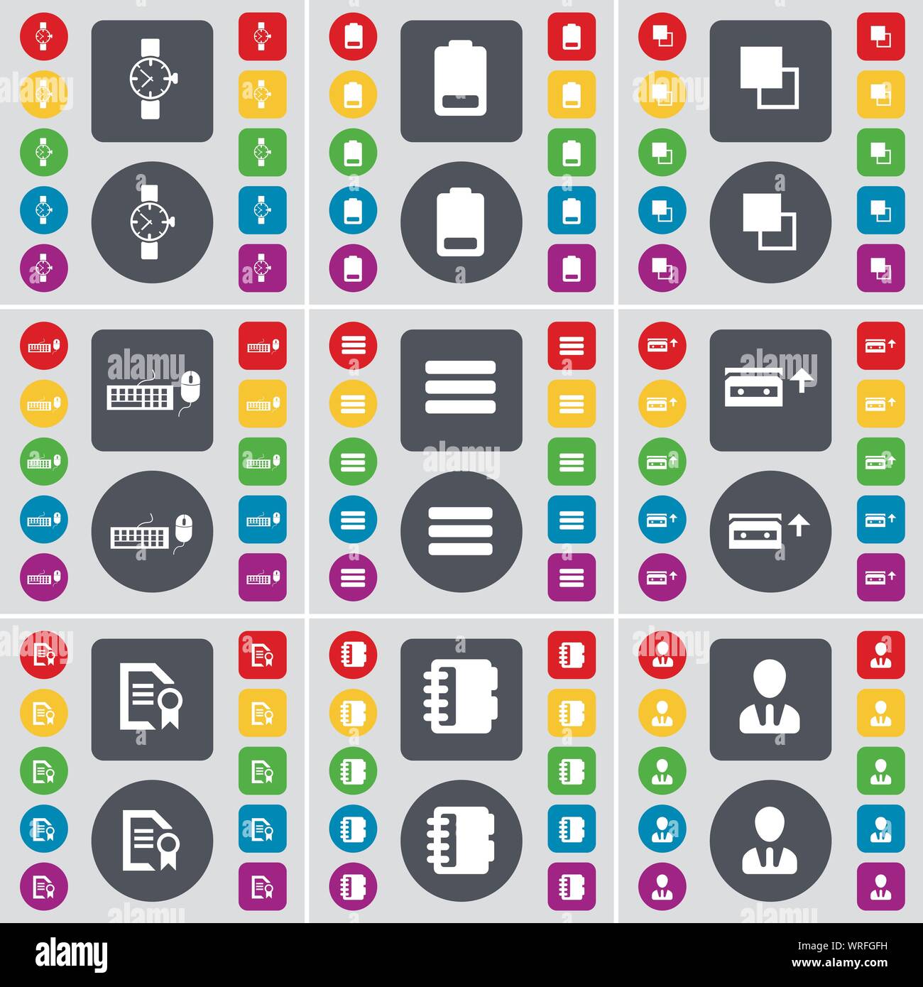 Wrist watch, Battery, Copy, Keyboard, Apps, Cassette, Text file ...