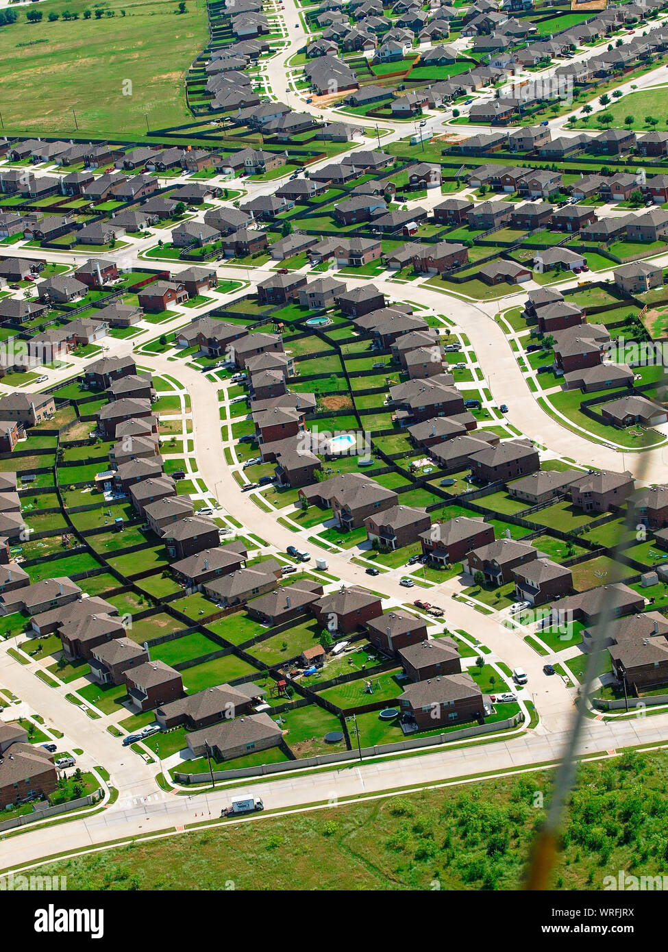 Fort Worth, Texas View from the MetLife Blimp over housing developments