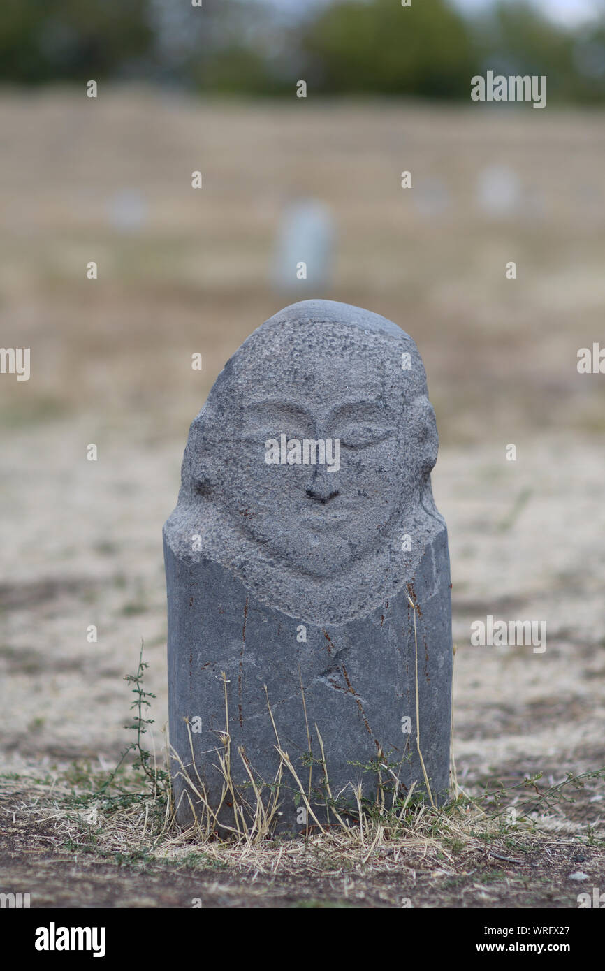A ancient tombstone of pre Mongol invasion in Kyrgyzstan. Stock Photo
