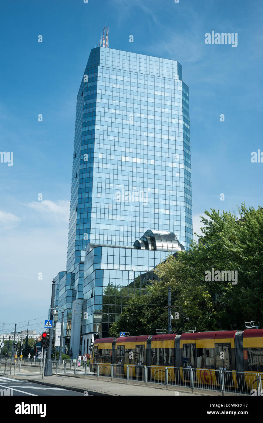 Błękitny Wieżowiec (literally Blue Skyscraper) located in Bank Square, Warsaw, Poland Stock Photo