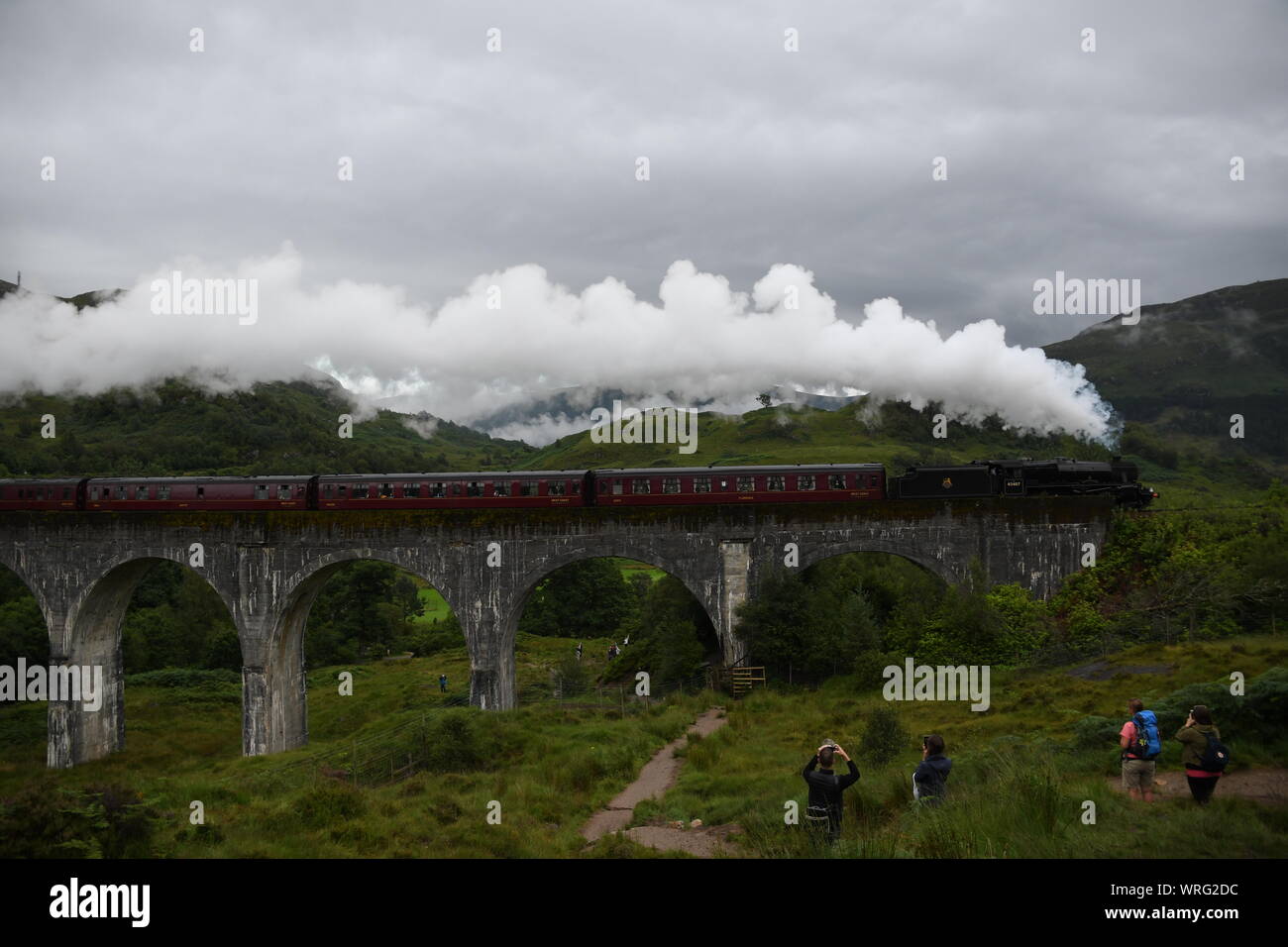 Steam Train on the Glenfinnan Viaduct Stock Photo