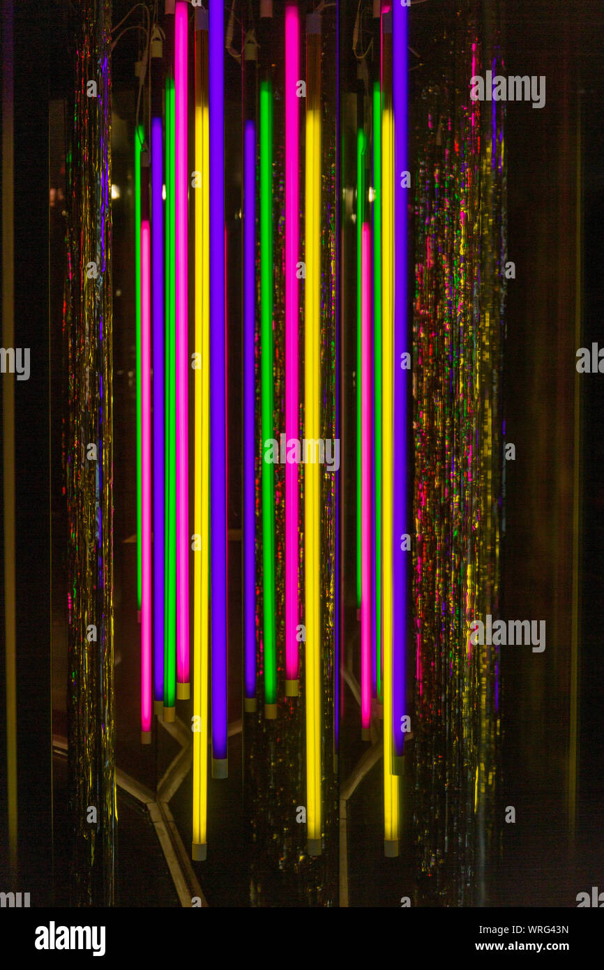 Colourful Retro Neons Light Sticks in Window Stock Photo Alamy