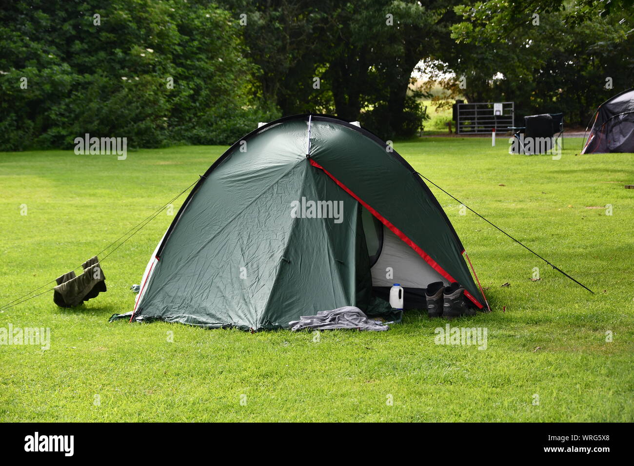 Camping on a campground in Wick Stock Photo