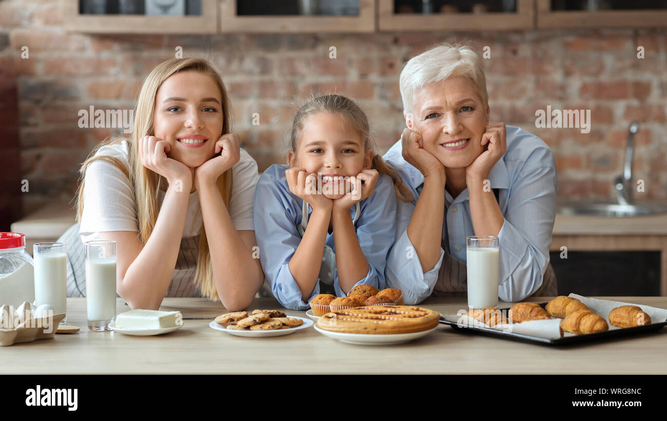 Happy loving family are preparing bakery together Stock Photo