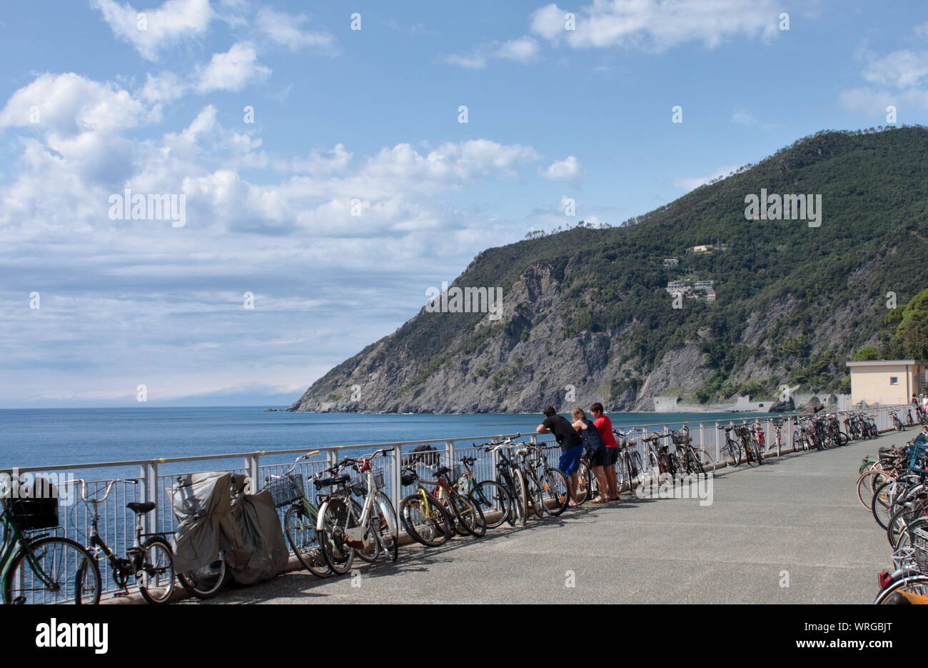 Near Framura rail station is possible to rent a bike to pass through Cinque Terre national park along old train tunnel Stock Photo