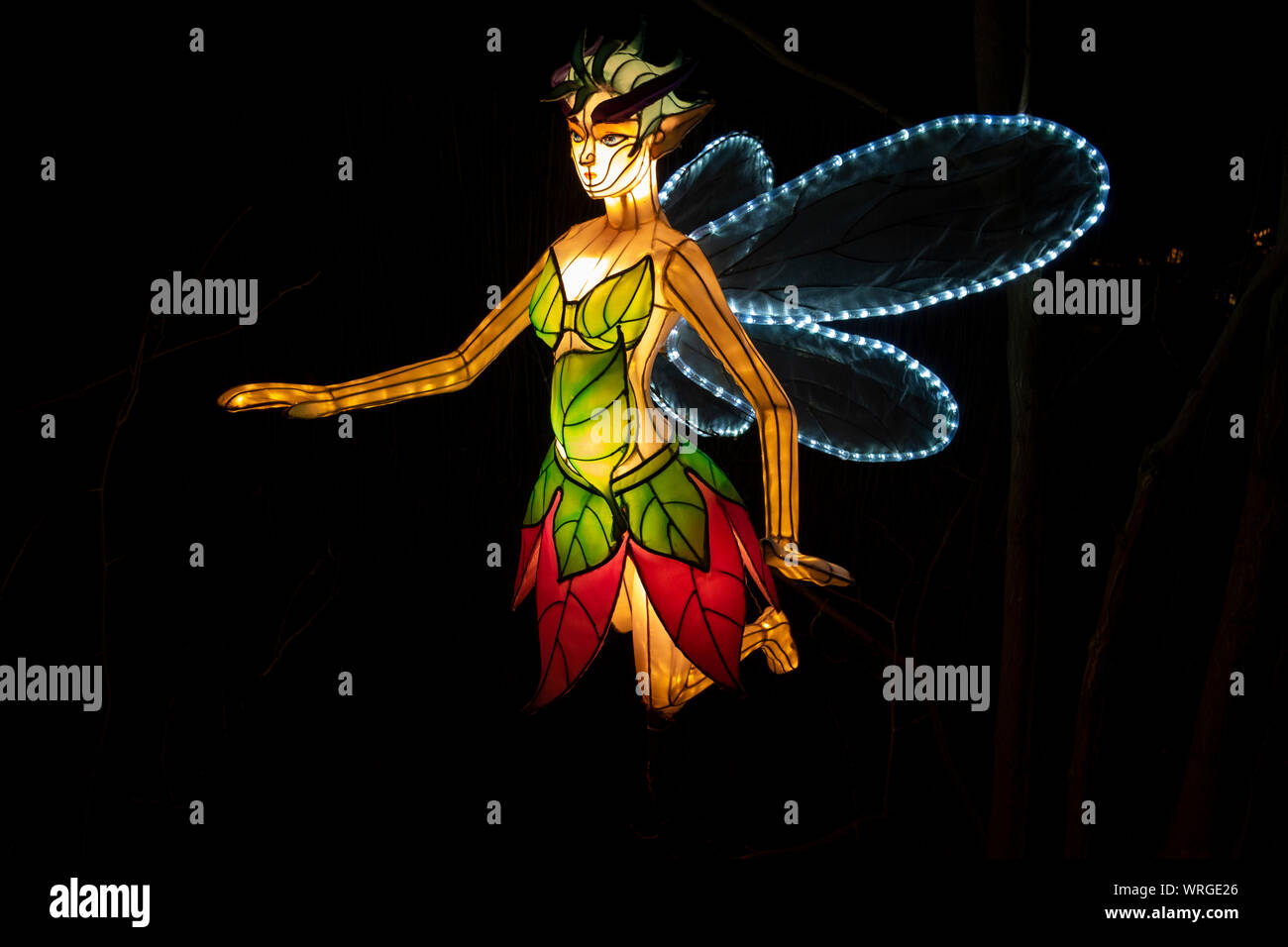 Mythical fairy, part of the Giant Lanterns of China, Myths and Legends display at Edinburgh Zoo, Scotland, UK Stock Photo