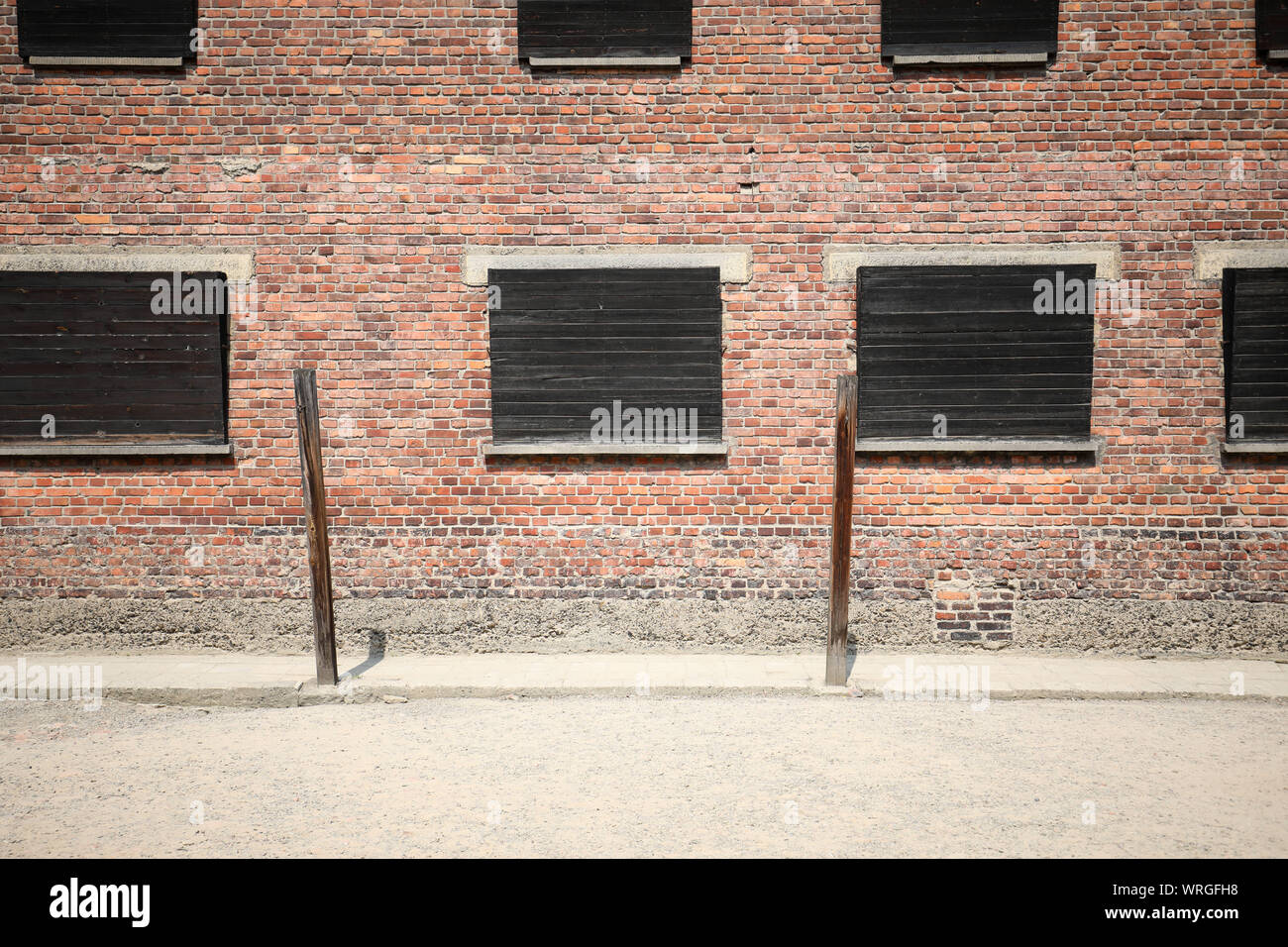 Auschwitz-Birkenau, Poland - German Nazi concentration and extermination camps. Building of the 10th KL Auschwitz block, medical experiments Stock Photo